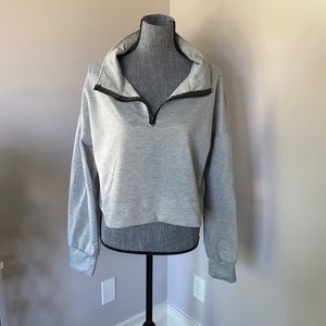 Grey cropped quarter zip